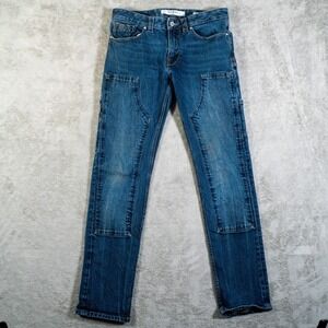 Guess Jeans Mens 31x32 Blue Slim Straight Double Knee Carpenter Dark Wash